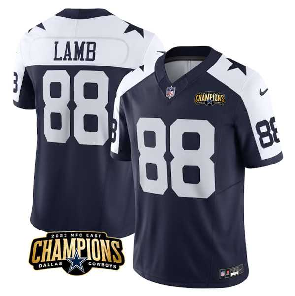 Men & Women & Youth Dallas Cowboys #88 CeeDee Lamb Navy White 2023 F.U.S.E. NFC East Champions Patch Stitched Jersey